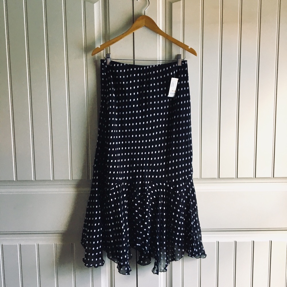 LARGE Style & Co Black White Polka Dot Skirt 12